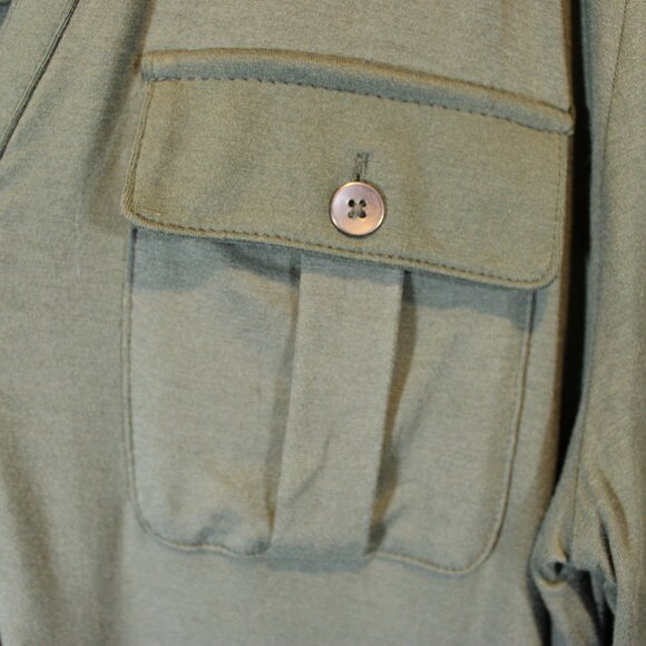 A New Day Green Button Front Henley Top- Size Medium - Picture 5 of 7